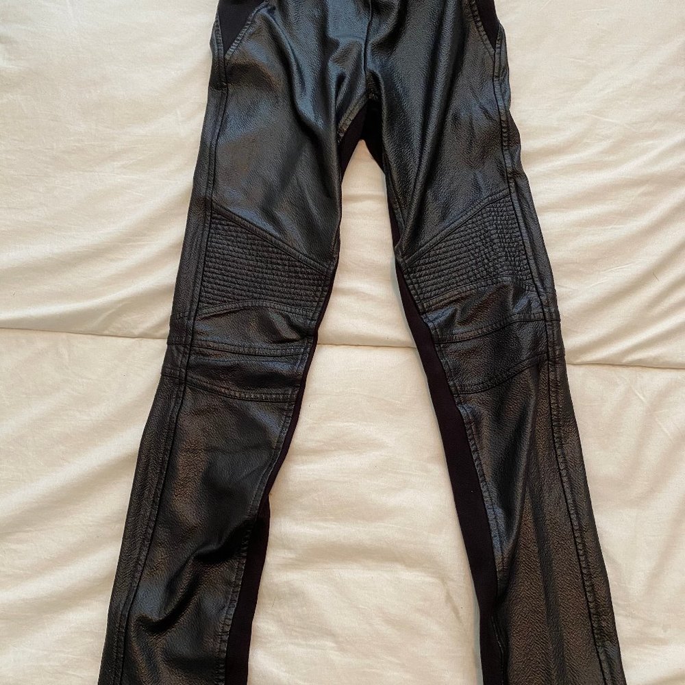 BCBG Black Faux Leather Leggings